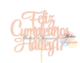 ANY NAME, ANY Age, Happy Birthday Cake Topper, Feliz Cumpleaños Cake Topper, Spanish Cake Topper, Happy Birthday Spanish Sign
