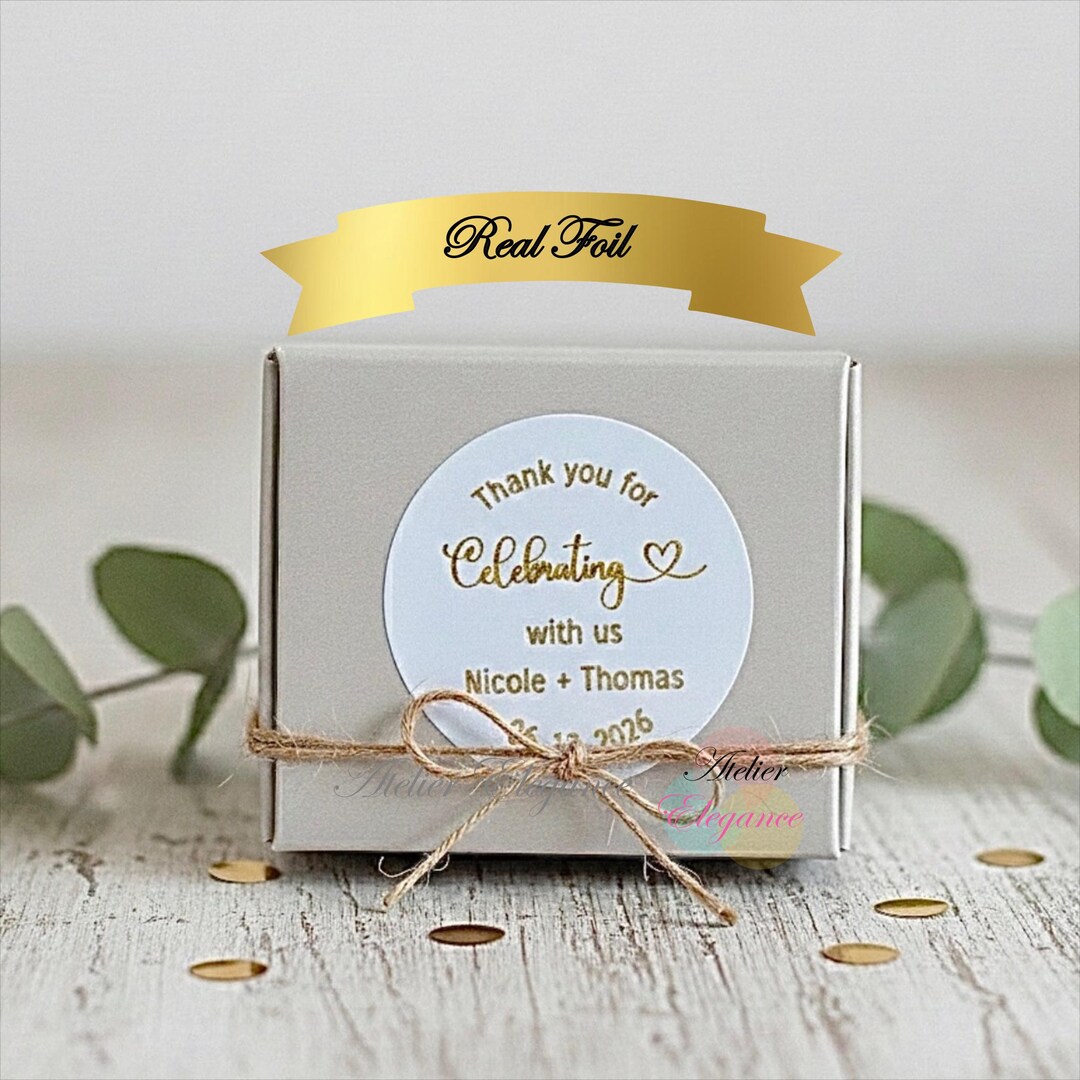 Foil Label, Round Label, Custom Thank You for Celebrating With Us Label ...