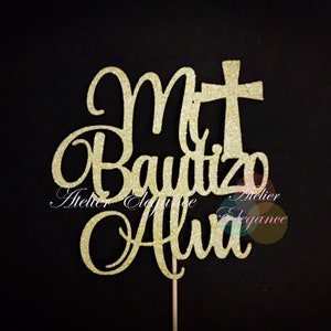 Personalized God Bless Cake Topper, Mi Bautizo Cake Topper, Any Name, Custom God Bless Topper, Christening Cake Topper, Spanish God Bless