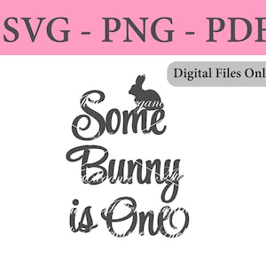 Un conejito es un archivo, SVG, PNG, PDF, archivo cortado, descarga instantánea, 1er cumpleaños del conejito, 1er cumpleaños de Pascua, 1er cumpleaños del 1 de abril, Topper