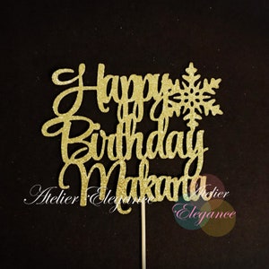 ANY NAME Happy Birthday Cake Topper, Snowflake Birthday Cake Topper, Winter Happy Birthday Cake Topper, Winter Birthday Party, Name Topper