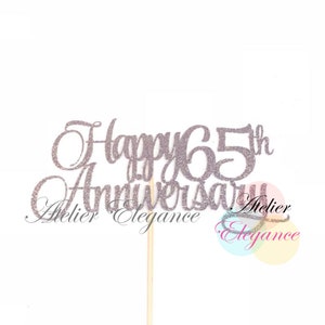 Happy 65th Anniversary Topper, Anniversary Cake Topper, Marriage Celebration Cake Topper, 65 Years Anniversary Centerpiece, Number Sign, 65