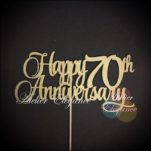 Joyeux 70e anniversaire de gâteau, décoration de gâteau 70e anniversaire, décoration de gâteau de célébration d'anniversaire, pièce maîtresse de 70 anniversaire, soixante-dix