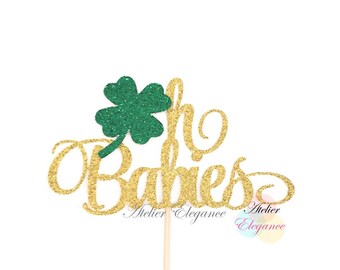 Oh Babies Cake Topper, Twins Cake Topper, Baby Boys Cake Topper, Baby Girls Cake Topper, Lucky Cake Topper, March Baby Shower Cake Topper