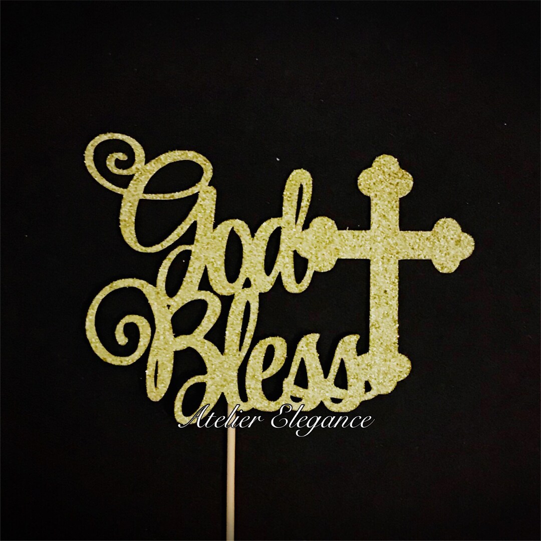 God Bless Cake Topper, Christening Cake Topper, Baptism Cake Topper ...