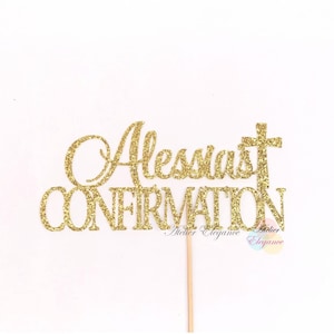 Any Name, Personalized Confirmation Cake Topper, Christening Cake Topper, First Communion Topper, Custom Name Topper, God Bless Cake Topper