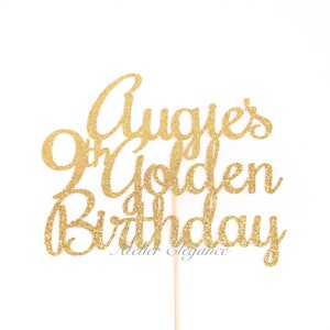 ANY NAME & Any Age Golden Birthday Cake Topper, Personalized Golden Birthday Topper, Customized Birthday Cake Topper, Golden Birthday Party