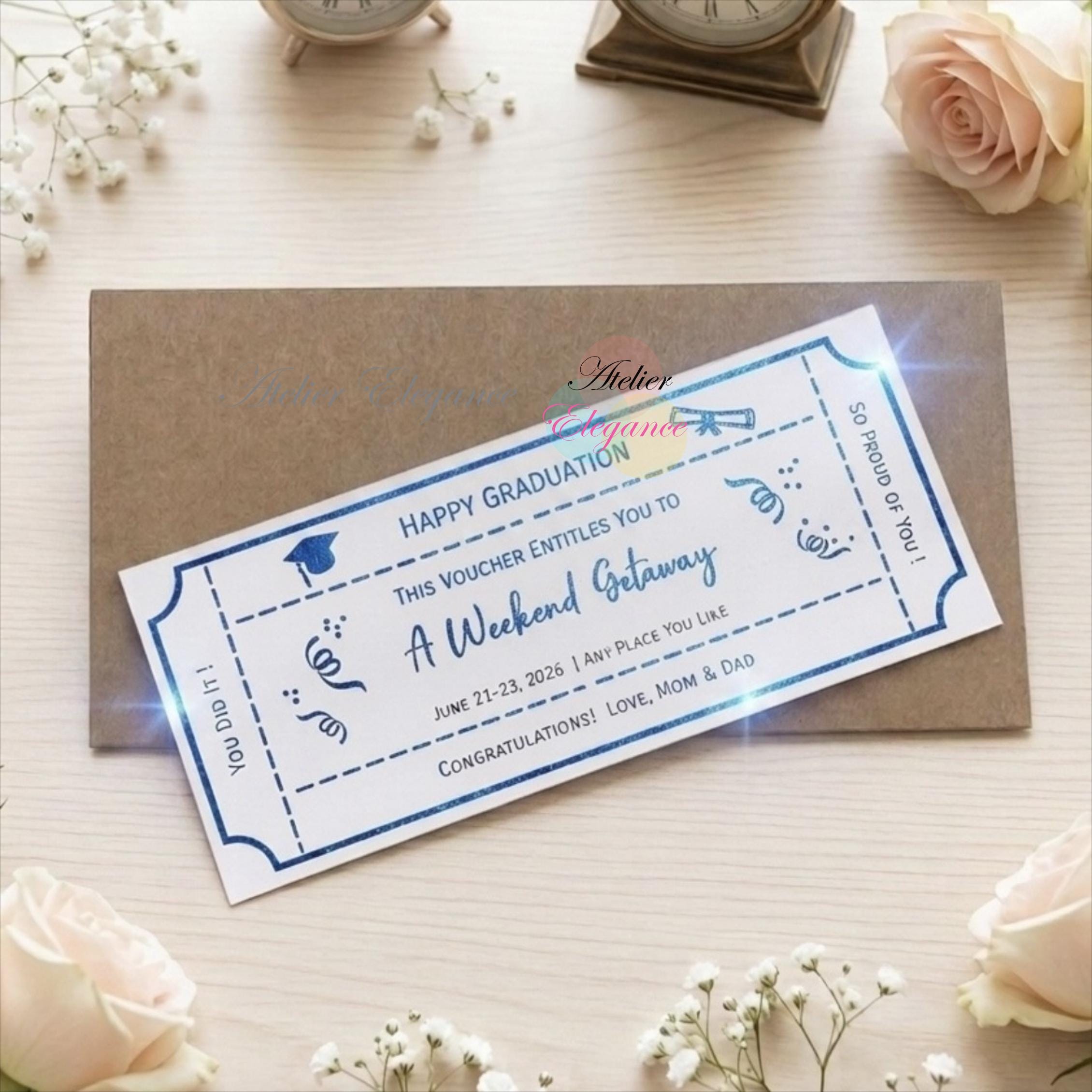 Foil Voucher, Custom Graduation Ticket, Happy Graduation, Congrats Grad ...