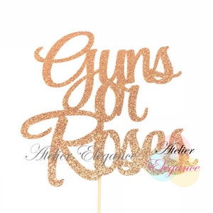 Guns or Roses Cake Topper, Gender Reveal Cake Topper, Its a Boy, Its a Girl, Gender Reveal Decor, Baby Shower Topper, He or She Topper image 5