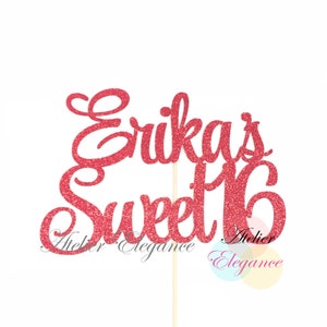 Personalized Cake Topper, Happy Sweet 16 Cake Topper, Custom Birthday Topper, Sweet 16 Cake Topper, Sweet Sixteen Cake Topper, Happy 16th
