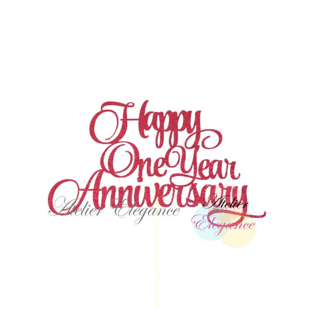 1 Year Down Forever To Go Cake Topper - Silver Glitter Anniversary Decoration | Happy 1st Wedding Anniversary Party Supplies