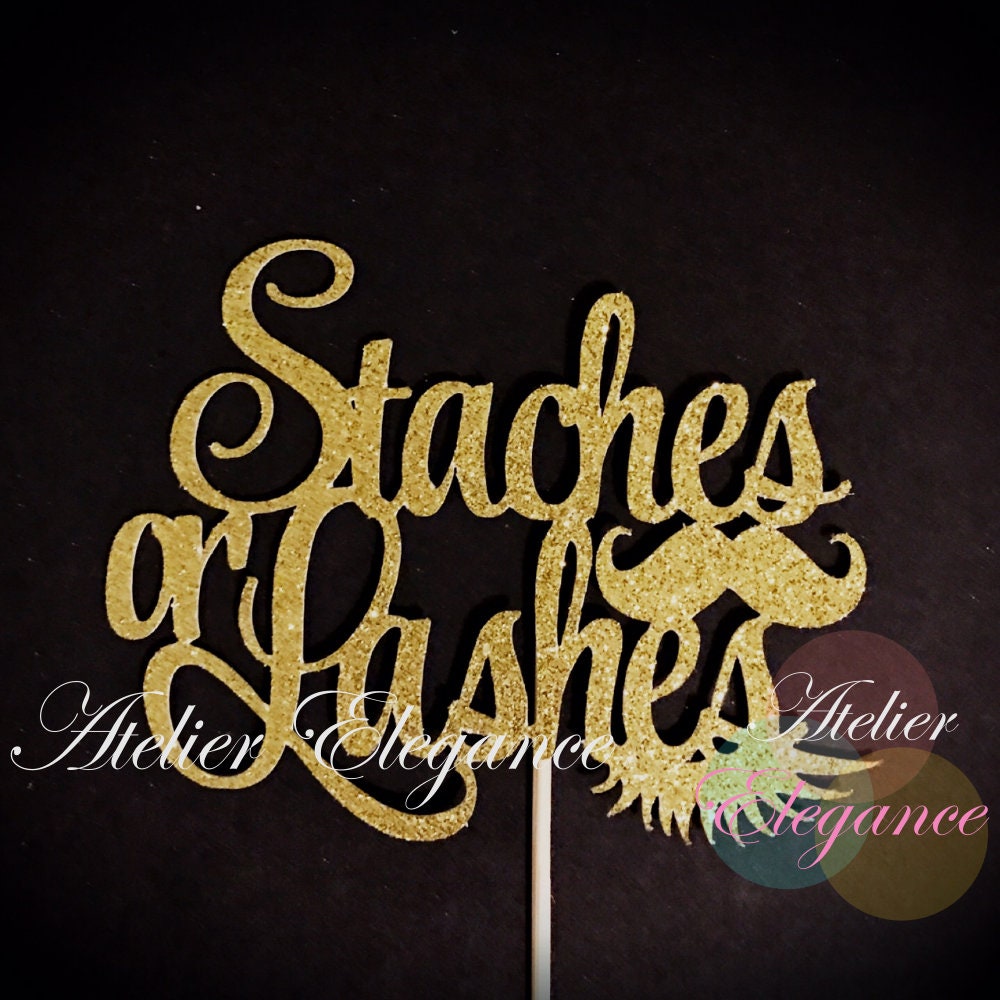 Staches or Lashes Cake Topper Gender Reveal Cake Topper Etsy Canada