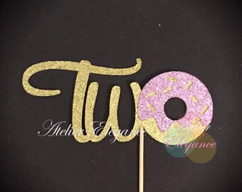 Donut Two Cake Topper, Donut Grow Up Cake Topper, Second Birthday Cake Topper, 2nd Birthday Cake Topper, Donut Party Decorations, Don't Grow