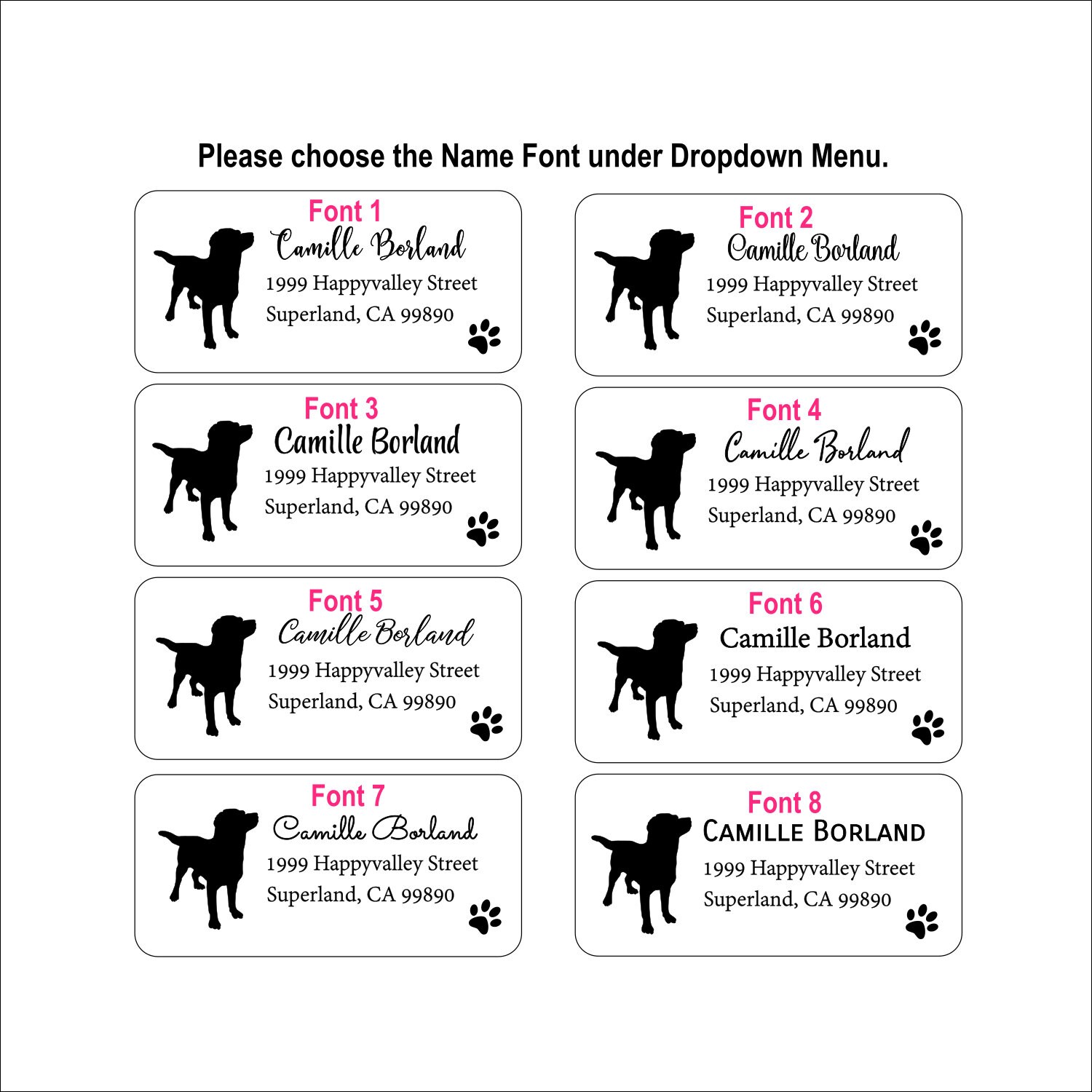 Dog Labels Printer Dog Return Address Label, Custom Label, Envelope Labels, Name Address ...