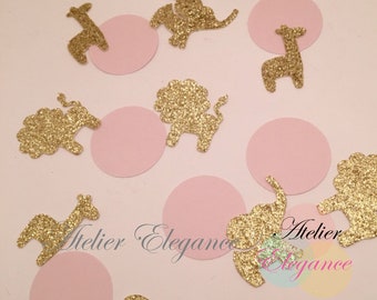Baby Shower Confetti, Baby Birthday Confetti, Jungle Animal Baby Shower, Baby Shower Jungle theme, Baby Shower Safari, Pink and Gold Party