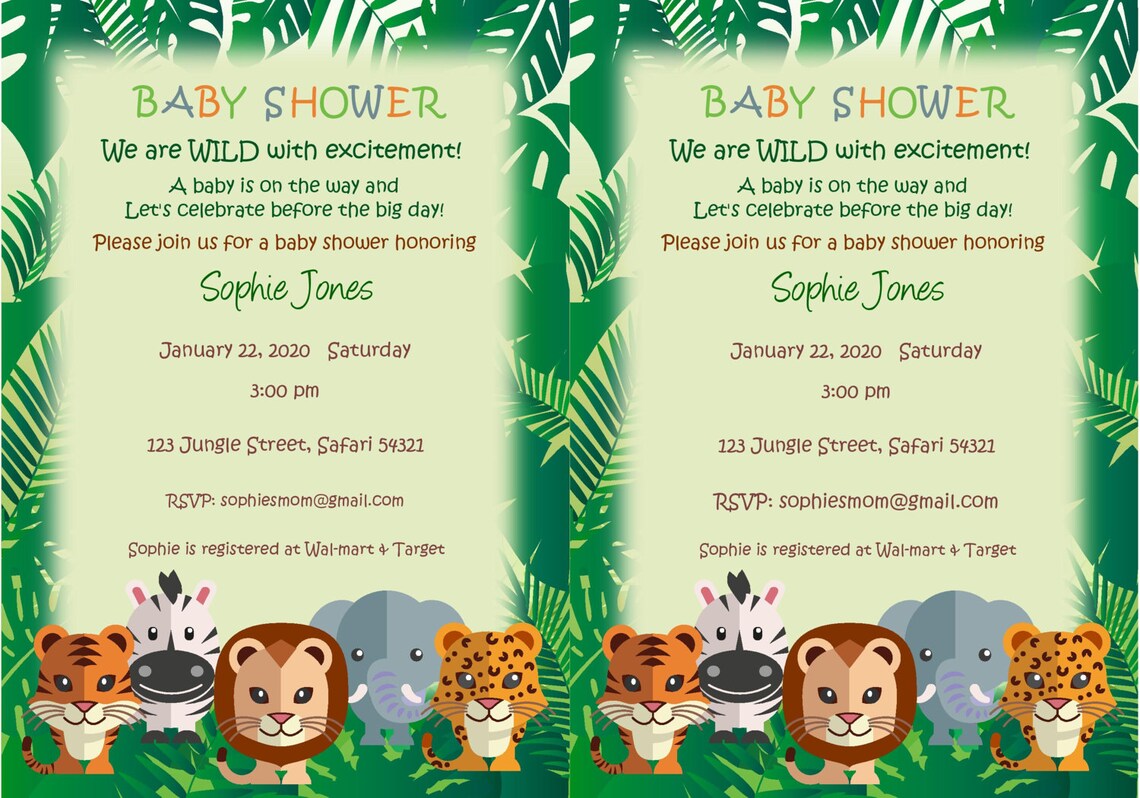 Editable Safari Baby Shower Invitation Jungle Baby Shower Etsy Canada