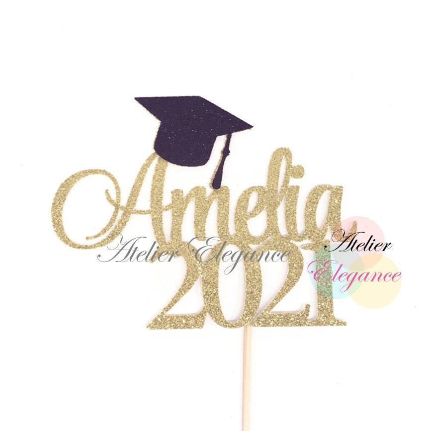 Congrats Grad Graduation Cake Topper Atelier Elegance ANY NAME Congrats 2021 Graduate Cake Topper 