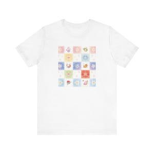 T-Shirt mit floralem Patchwork-Muster | Niedliches Mini-Blumenquadrat-T-Shirt