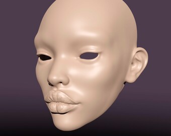 BJD doll head, 40cm BJD head, doll head, ball jointed doll head, anime head, customizable, head, 3d print doll head, STL doll, ooak