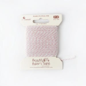 May include: Pink and white baker's twine on a card with the text "Beautiful Baker's Twine" and "Made in England".