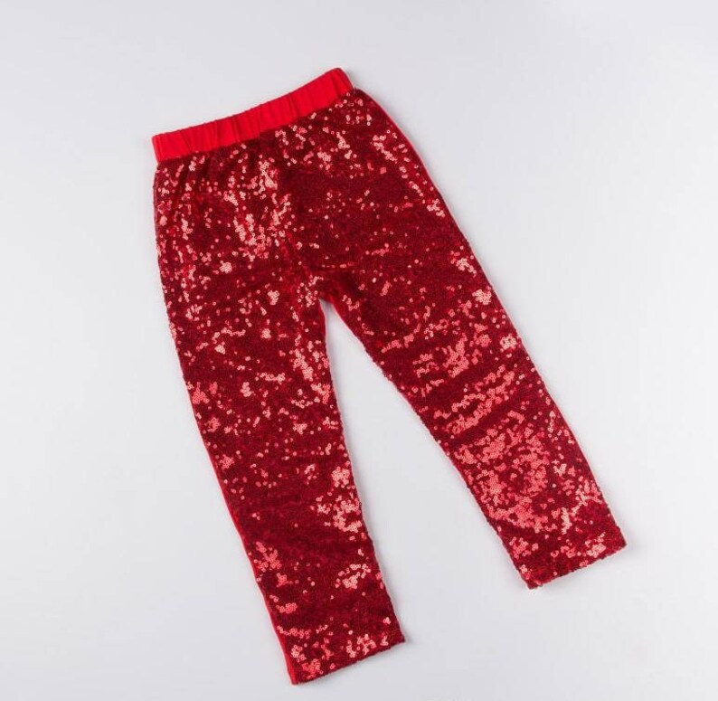 red sequin pants