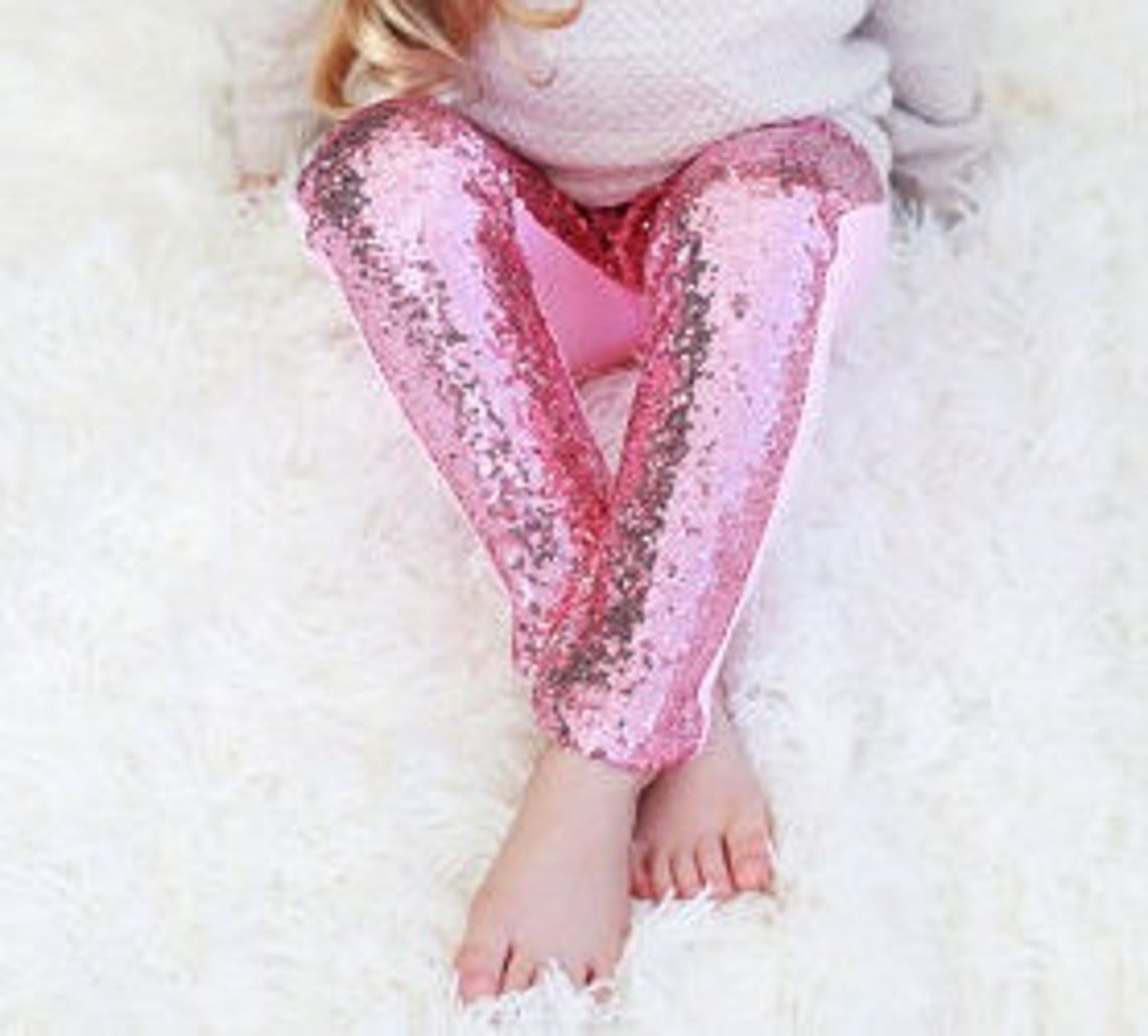 Pink Sequin Pants / Pink Sequin Leggings / Pink Sparkle Pants Etsy