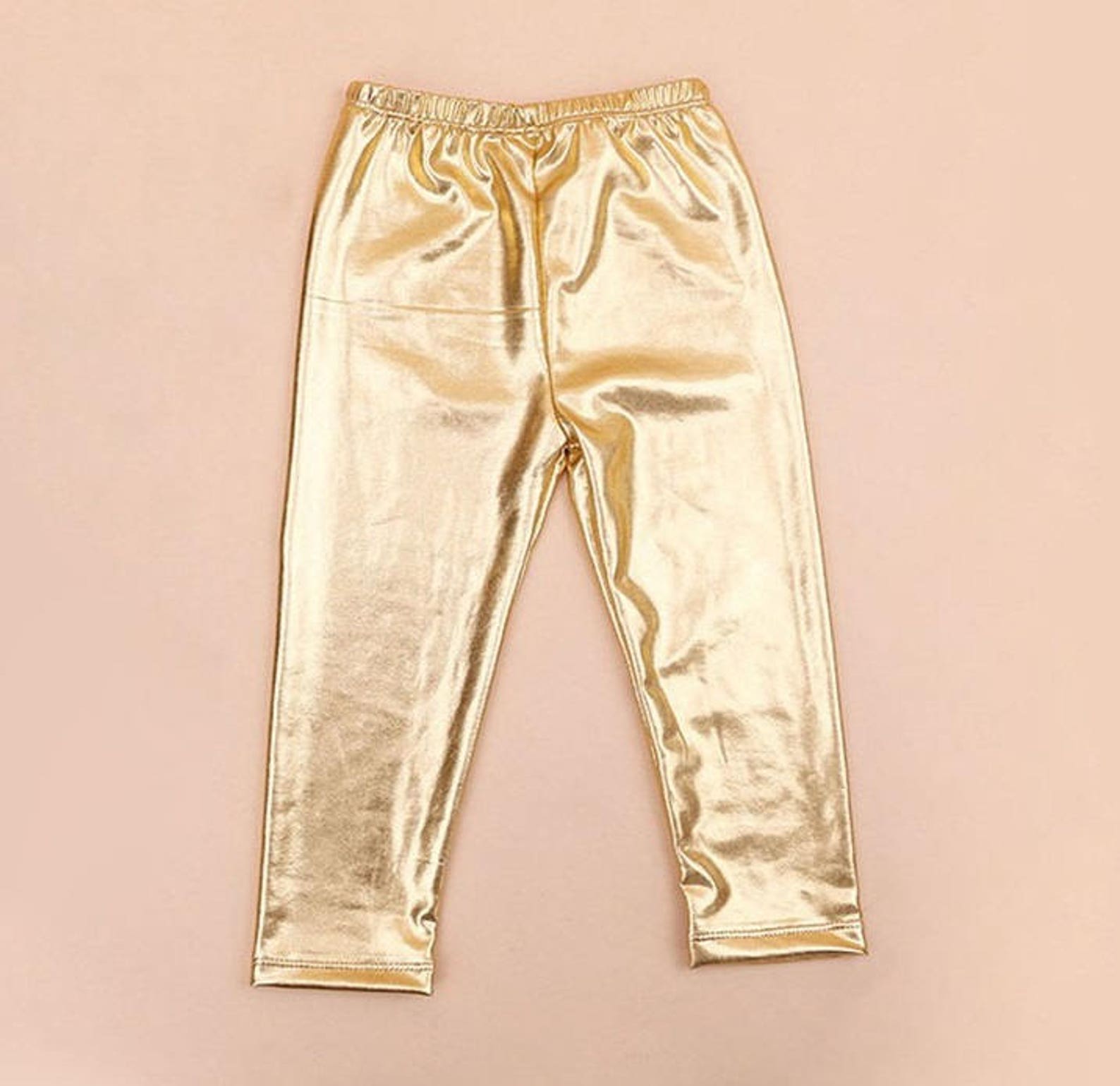 Gold Metallic Leggings / Gold Pants / Shiny Gold Leggings / Etsy