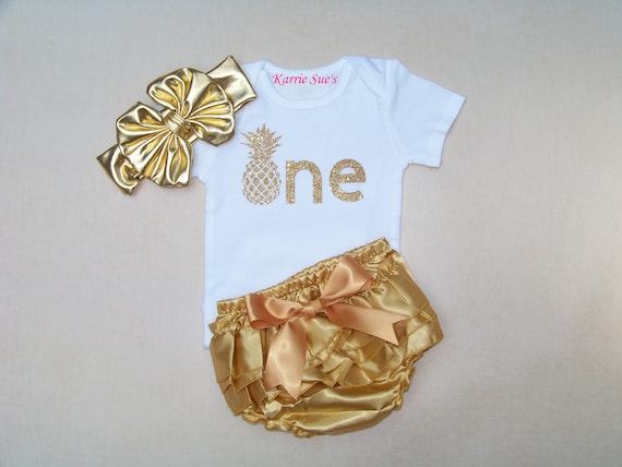Gold One bodysuit first birthday outfit Pink And Gold bodysuit,
