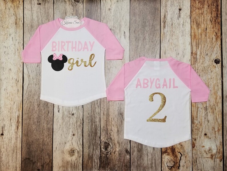 Minnie Mouse 2nd Birthday Shirt Pink /& Gold Raglan Shirt Disney Birthday Shirt Minnie Mouse Birthday Disney Vacation Girl Toddler