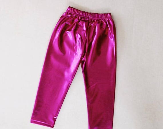hot pink metallic leggings