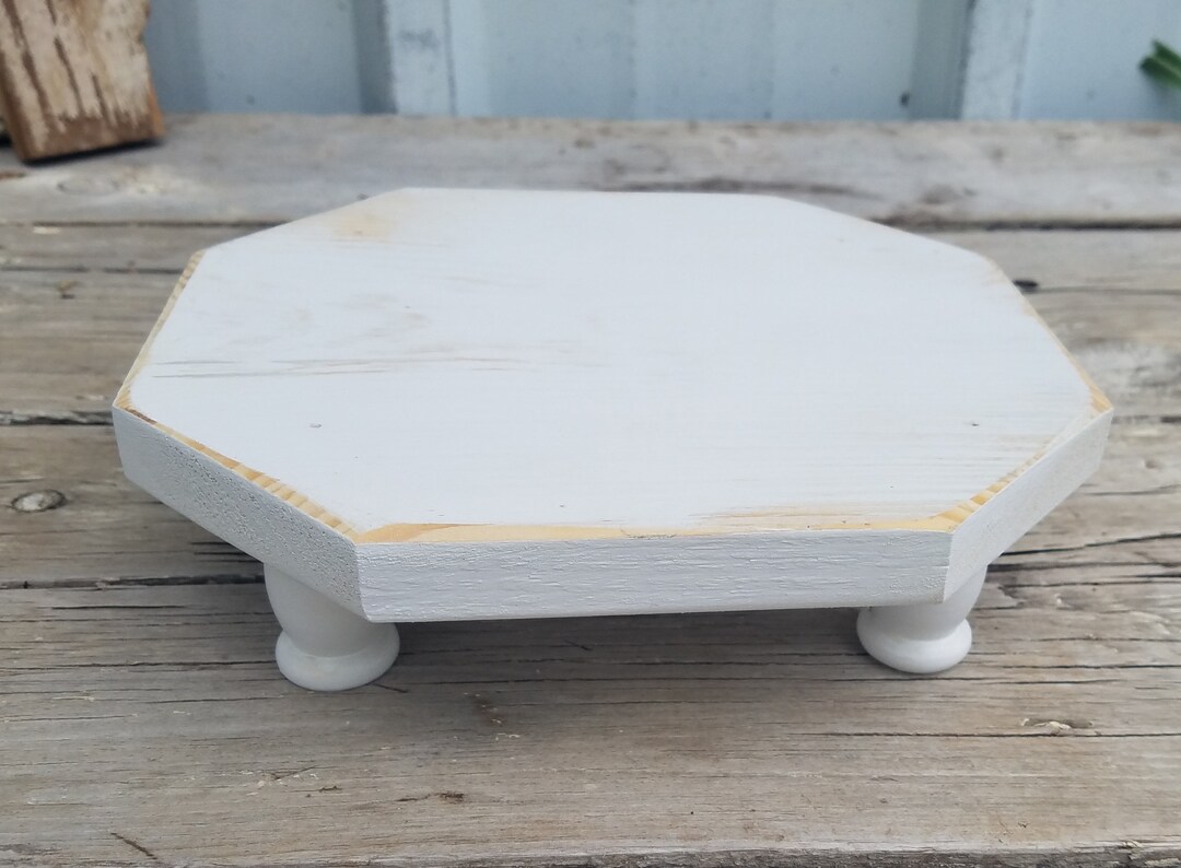White Distressed Wood Riser White Wood Riser Rustic Tray Etsy