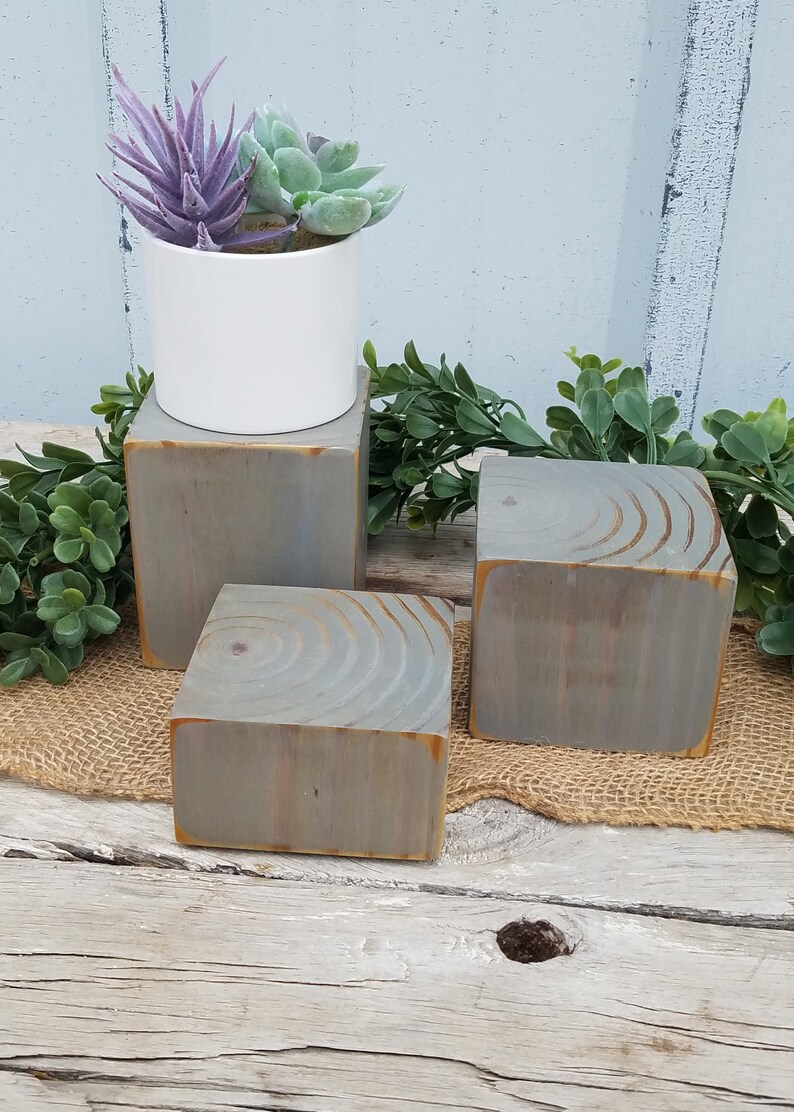 White Wood Block Risers Wood Plant Risers Solid Wood Blocks Etsy