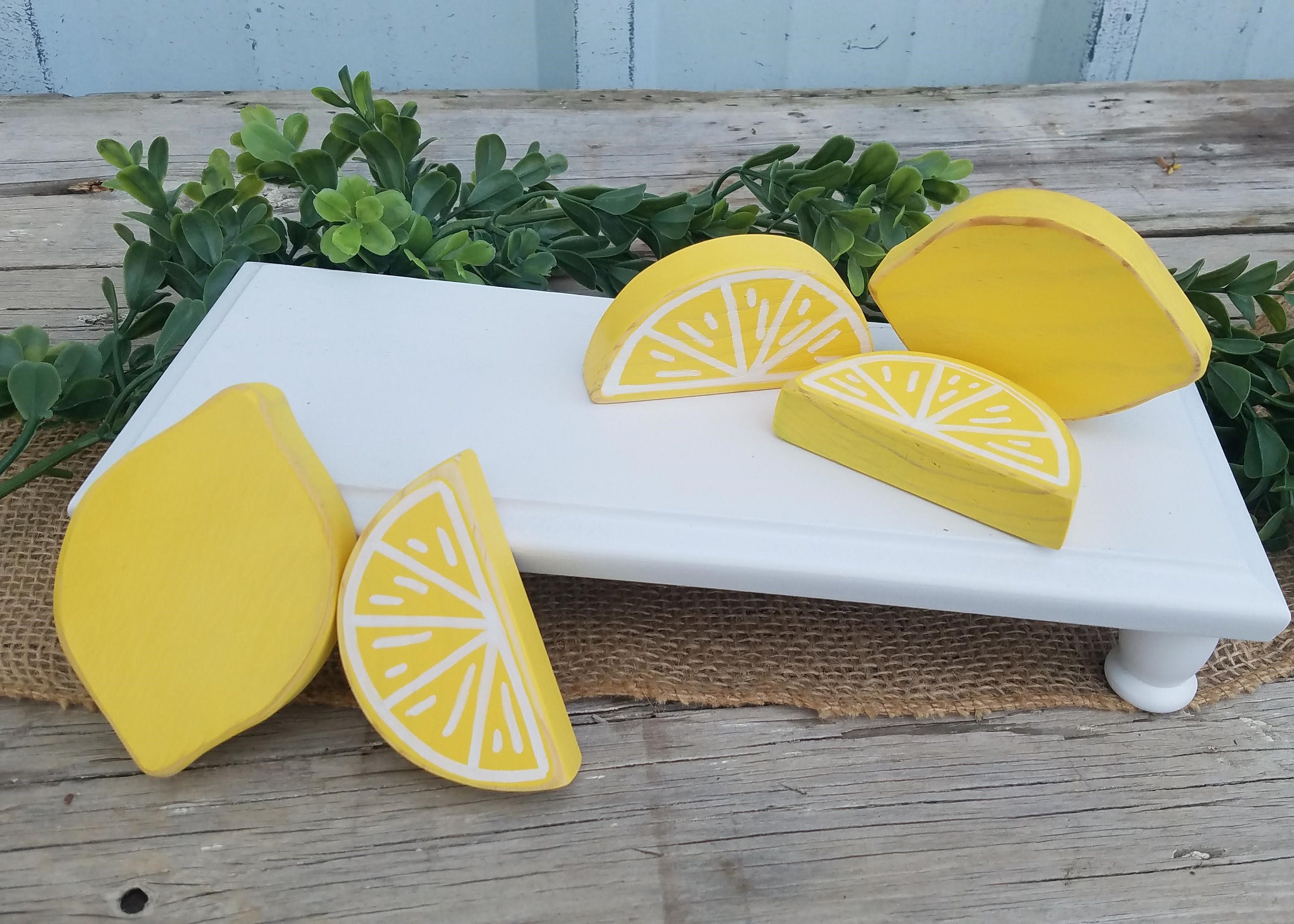 WOOD LEMONS Set of 5 lemons for tier tray summer decor Etsy