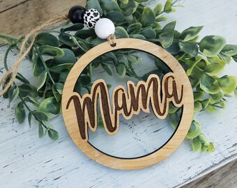 Mama Car charm, Mama Mirror charm, Mama Christma ornament, Mom birthday gift, Laser cut and engraved Mama Car Charm