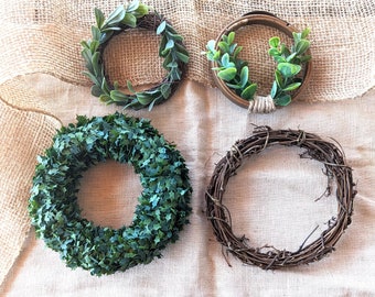 Set of four, Small wreaths for crafting, Wreath lot, mini wreaths, craft wreath for signs