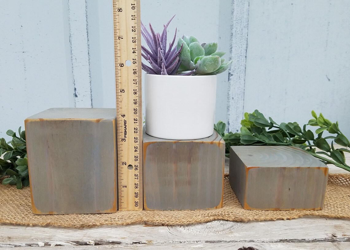Wood Block Risers Plant Risers White Wood Block Primitive Etsy New