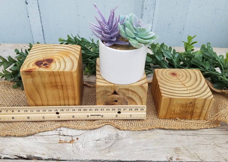 White Wood Block Risers Wood Plant Risers Solid Wood Blocks Etsy