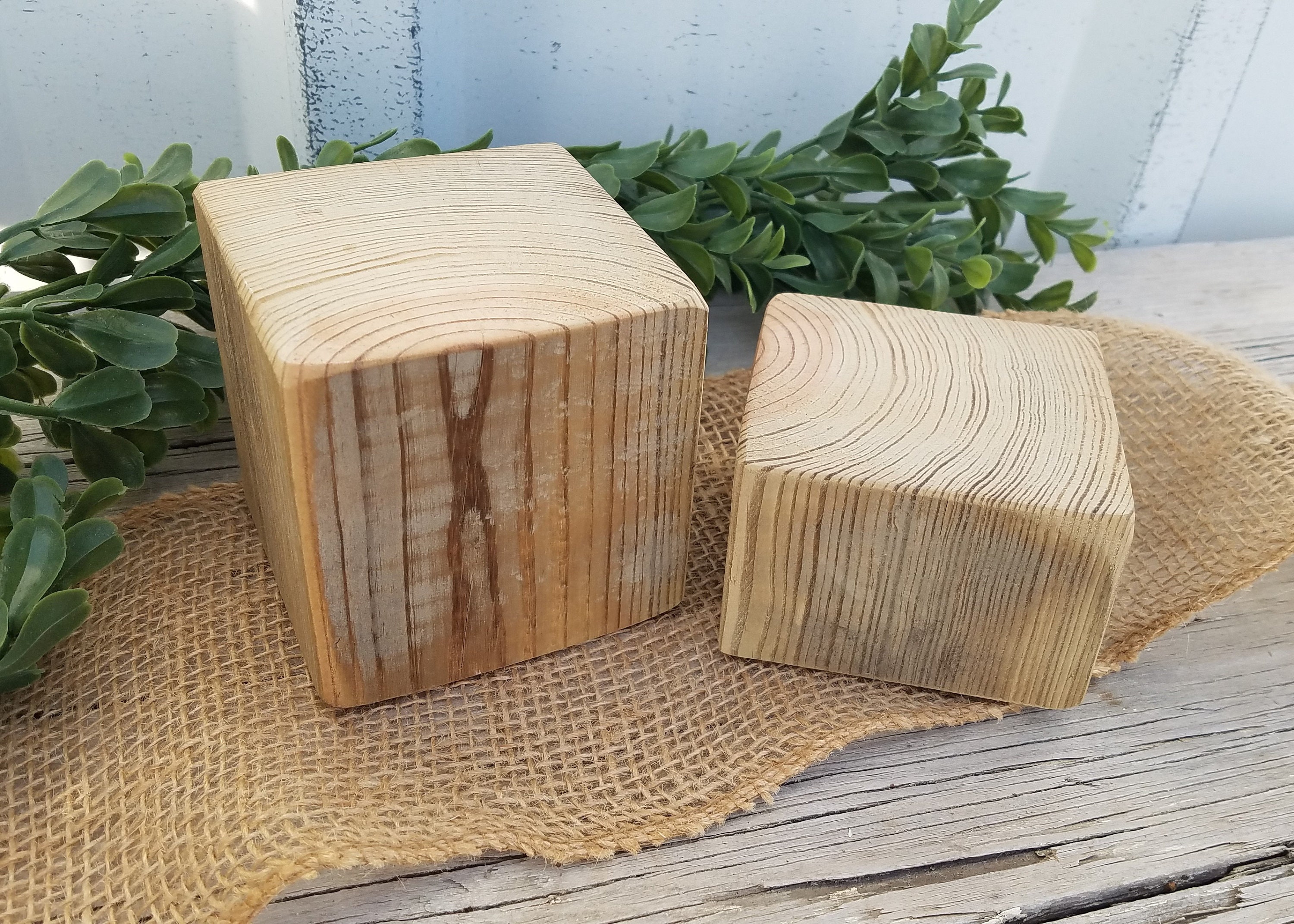 Set of 2 Wood risers plant risers wood block risers square | Etsy