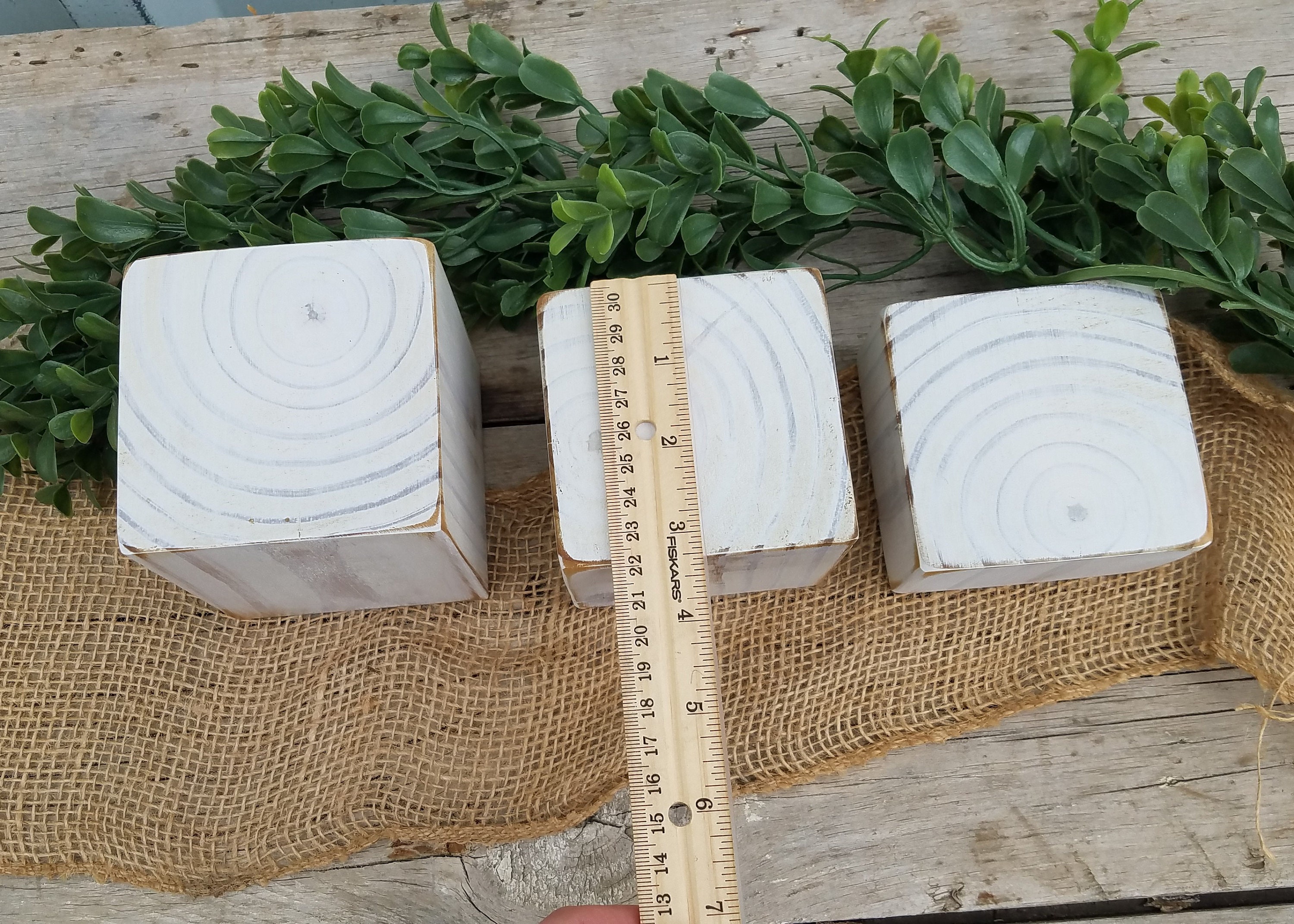 White Wood Block Risers Wood Plant Risers Solid Wood Blocks Etsy