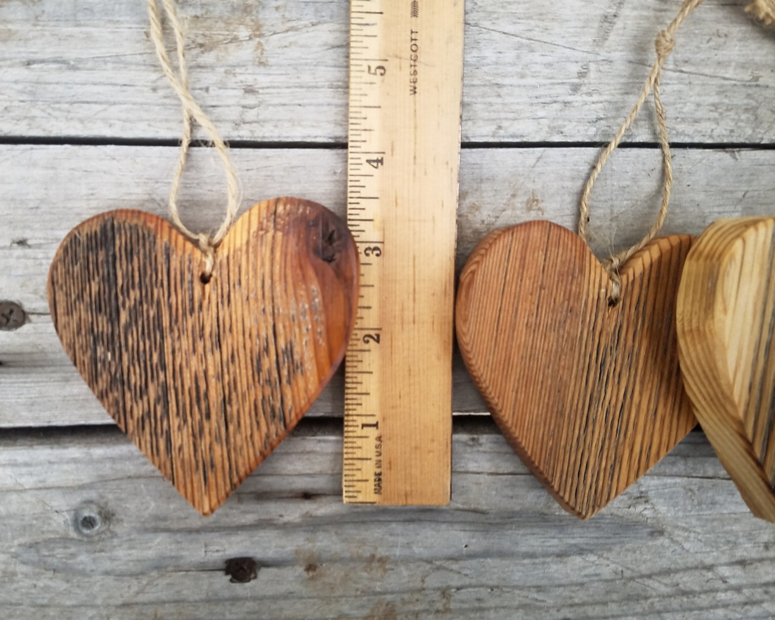 Barn Wood Heart Ornament Wedding Wood Hearts Ornament Rustic Etsy