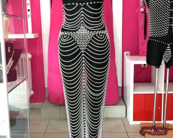 chain dress Exclusive handmade chain Dress from our "Elastic Kolektion" sexy Choose your own color and size! bdsm gothic fetish nurse