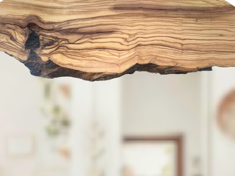 Espejo de pared rústico de madera de olivo, arte de pared de madera con borde natural, espejo redondo de madera imagen 6