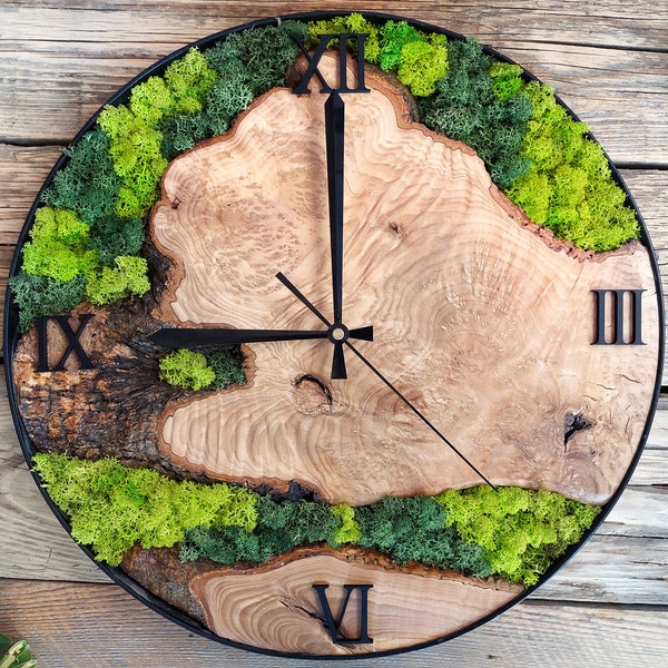 Large Live Edge Wood Wall Clock Etsy