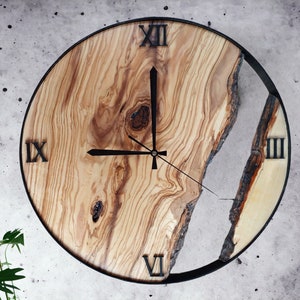 Made to Order Olive Wood Wall Clock, Handmade Wood Clock, Large Wall Clock, Clocks for Wall