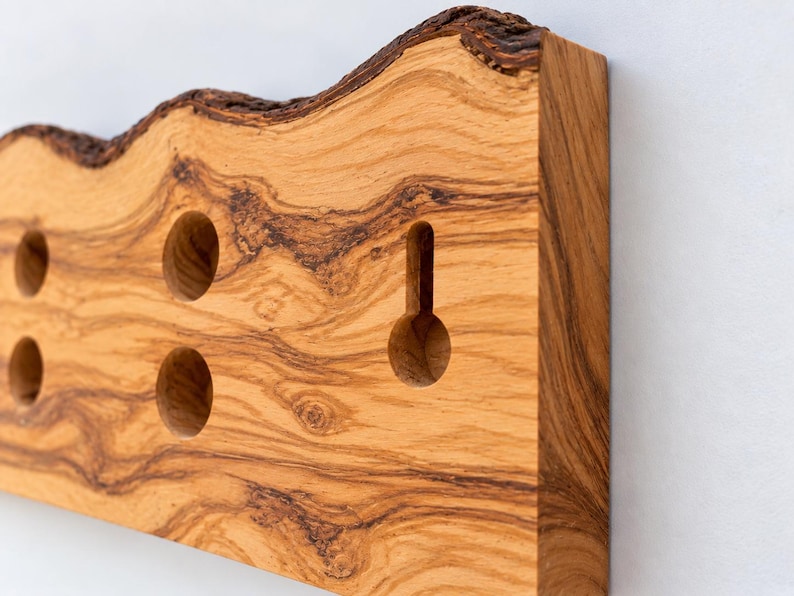 Handmade Olive Wood Magnetic Knife Holder, Live Edge Kitchen Organizer ...