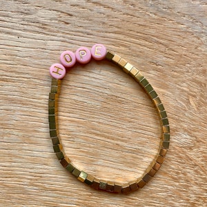 Pearl bracelet “HOPE” pink gold friendship bracelet