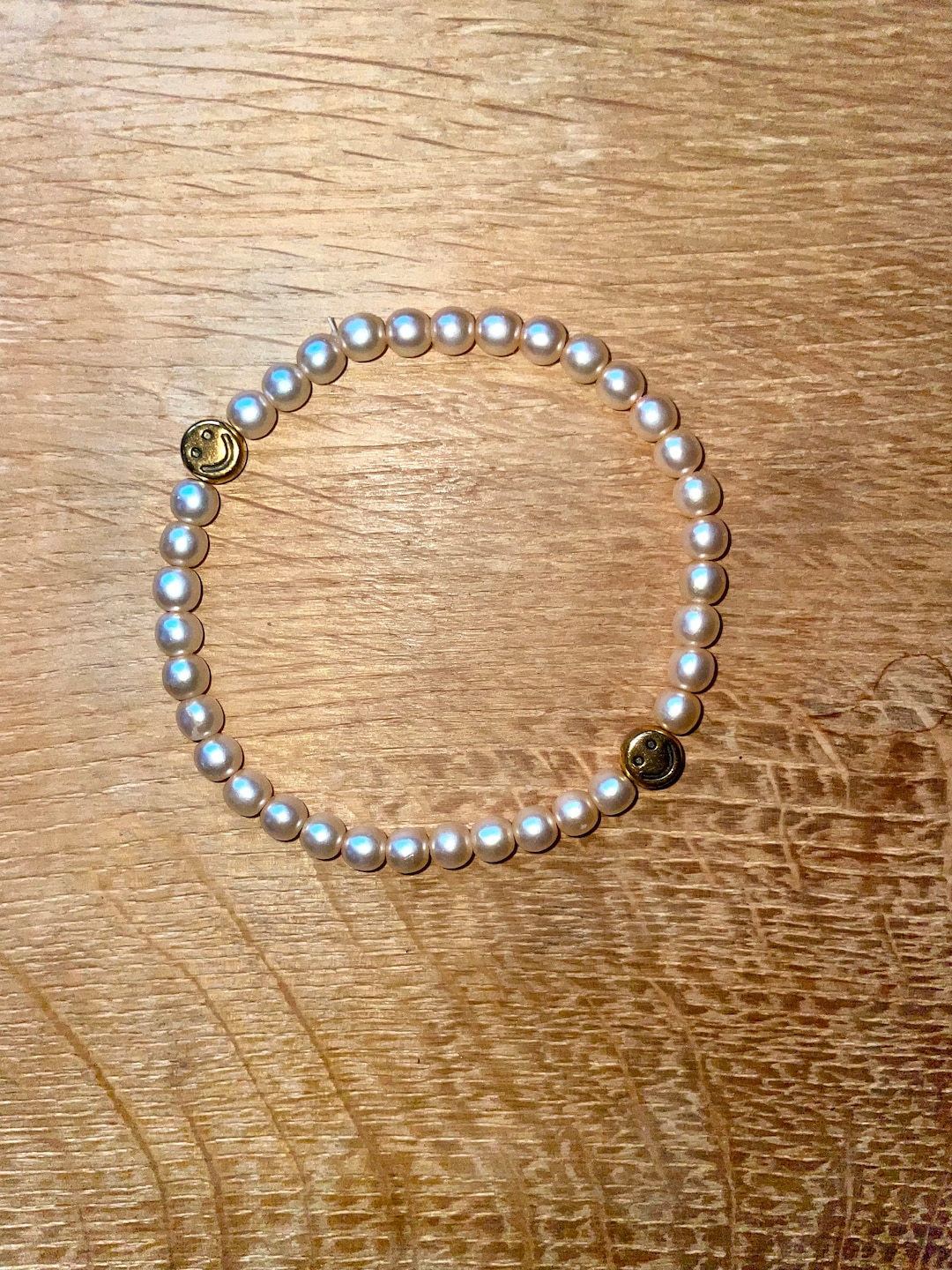 ブレスレット Iced Smiley Real Pearl Bracelet (Gold) Men's Diamond Smiley Face Pearl Bracelet (Gold) | CRAFTD London