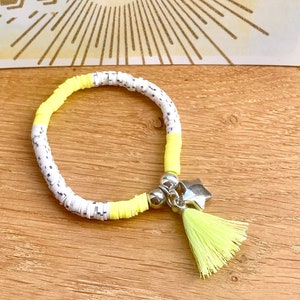 Pulsera amarillo neón blanco plata estrella Ibiza boho pulsera de la amistad