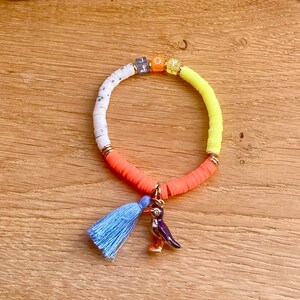 JOY bracelet orange white yellow colorful with tassel and bird friendship bracelet