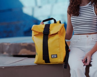 Urban Rolltop Backpack - Yellow  Upcycled, Waterproof, Durable & Sustainable